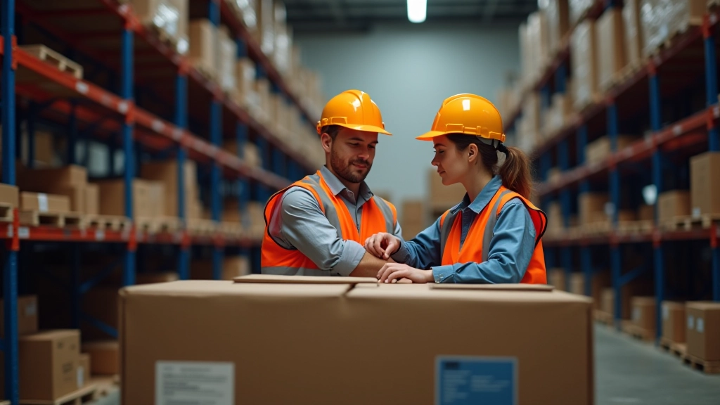 Tým pracovníků kontroluje a třídí zboží na skladových policích během fyzické inventury